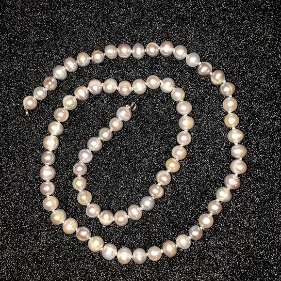VINTAGE JAPANESE AKOYA SILVER PINK PEARL NECKLACE 18" 925 SILVER STRAND 7.5-8mm - Picture 10 of 12